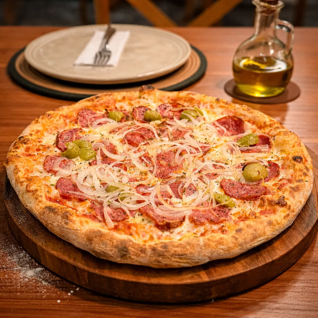 Pizza de calabresa da Grato